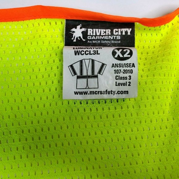 River City Zip up 2X Short Sleeve Reflective Safety Shirt Yellow - Silver/Orange - Picture 7 of 9